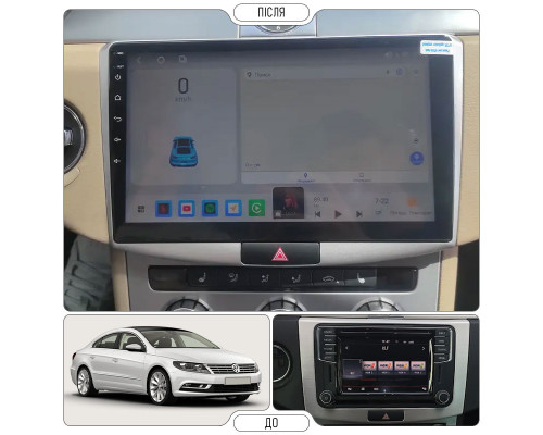 Штатная магнитола Lesko для Volkswagen Passat CC I Рестайлинг 2012-2017 экран 10" 4/64Gb CarPlay 4G Wi-Fi GPS Prime