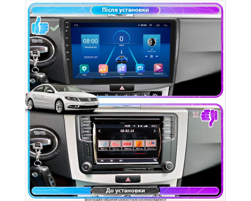 Штатная магнитола Lesko для Volkswagen Passat CC I Рестайлинг 2012-2017 экран 10" 6/128Gb 4G Wi-Fi GPS Top