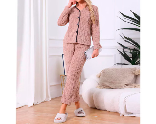 Женская тёплая пижама 5312 Light pink костюм для дома L