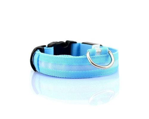 Светодиодный LED ошейник USB светящийся для собак и котов Blue S