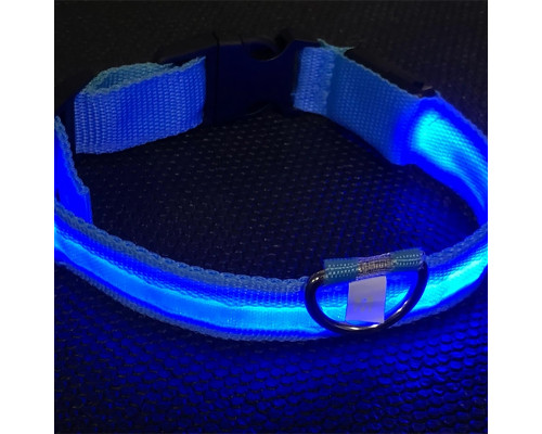 Светодиодный LED ошейник USB светящийся для собак и котов Blue S