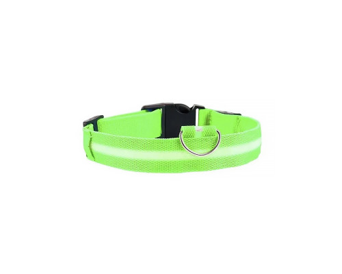 Светодиодный LED ошейник USB светящийся для собак и котов Green XS