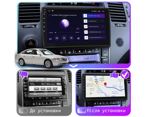 Штатная магнитола Lesko для Hyundai Azera I 2005-2011 экран 9" 2/32Gb 4G Wi-Fi GPS Top