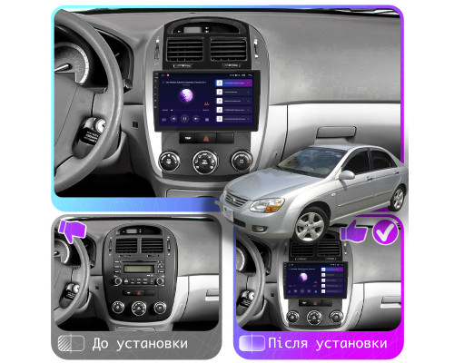 Штатная магнитола Lesko для Kia Cerato I Рестайлинг 2006-2009 экран 9" 4/64Gb CarPlay 4G Wi-Fi GPS Prime