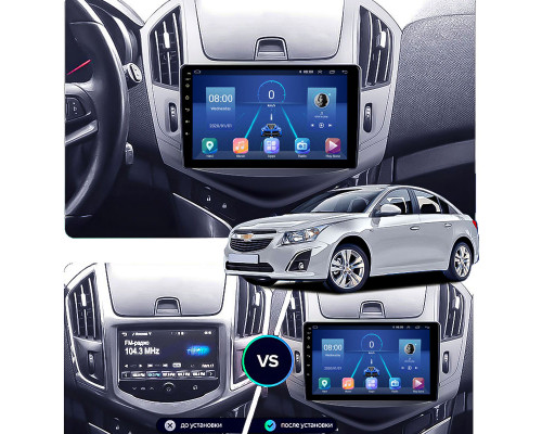 Штатная магнитола Lesko для Chevrolet Cruze I Рестайлинг 2012-2016 экран 9" 4/64Gb 4G Wi-Fi GPS Top