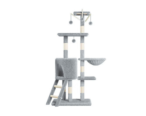 Домик когтеточка для кошек TM100 царапка с игровым комплексом 133 см Gray