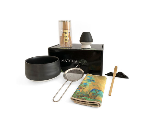 Набор Mavanto 5456 для приготовления чая матча 7 предметов Black + White