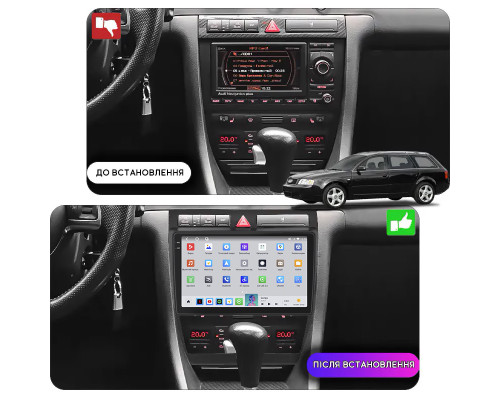 Штатная магнитола Lesko для Audi A6 II (C5) 1997-2001 экран 9" 4/64 QLED CarPlay 4G Wi-Fi GPS 360 Prime