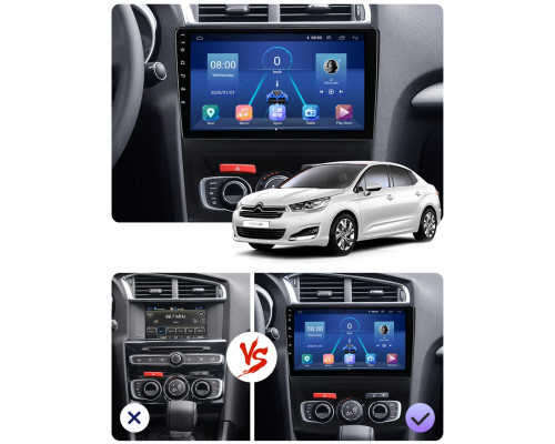 Штатная магнитола Lesko для Citroen C4 II 2010-2016 экран 10" 6/128Gb 4G Wi-Fi GPS Top