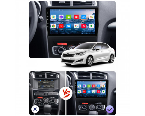 Штатная магнитола Lesko для Citroen C4 II Рестайлинг 2015-н.в. экран 10" 4/64Gb 4G Wi-Fi GPS Top