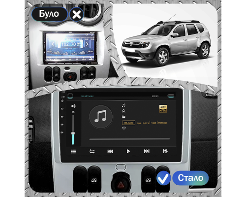 Штатная магнитола Lesko для Dacia Duster I 2010-2013 экран 9" 2/32Gb Wi-Fi GPS Base