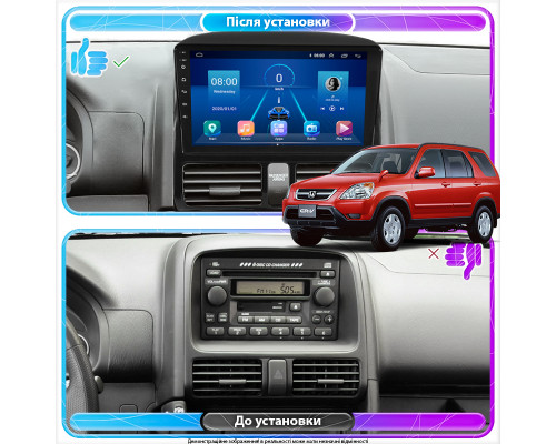 Штатная магнитола Lesko для Honda CR-V II 2001-2004 экран 9" 2/32Gb 4G Wi-Fi GPS Top