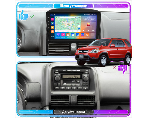 Штатная магнитола Lesko для Honda CR-V II 2001-2004 экран 9" 2/32Gb CarPlay 4G Wi-Fi GPS Prime