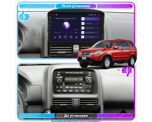 Штатная магнитола Lesko для Honda CR-V II 2001-2004 экран 9" 4/64Gb CarPlay 4G Wi-Fi GPS Prime
