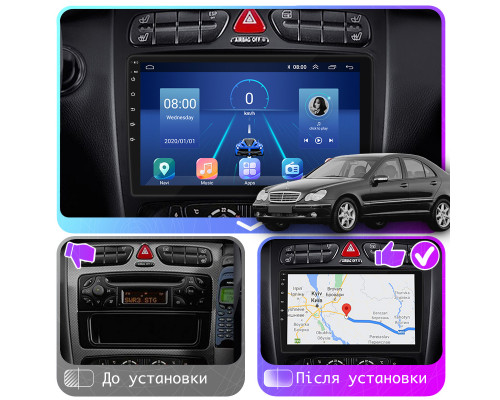 Штатная магнитола Lesko для Mercedes-Benz C-Класс II (W203) 2000-2004 экран 9" 2/32Gb 4G Wi-Fi GPS Top