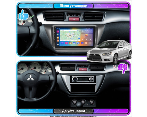 Штатная магнитола Lesko для Mitsubishi Lancer Evolution IX 2005-2007 экран 9" 2/32Gb CarPlay 4G Wi-Fi GPS Prime