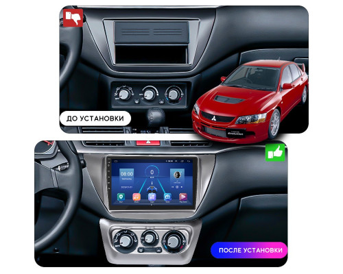 Штатная магнитола Lesko для Mitsubishi Lancer Evolution VII 2001-2003 экран 9" 4/64Gb 4G Wi-Fi GPS Top