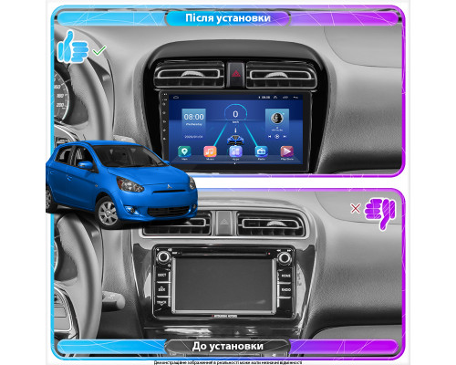 Штатная магнитола Lesko для Mitsubishi Mirage VI 2012-2015 экран 9" 2/32Gb 4G Wi-Fi GPS Top