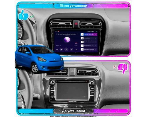 Штатная магнитола Lesko для Mitsubishi Mirage VI Рестайлинг 2 2019-н.в. экран 9" 2/32Gb Wi-Fi GPS Base