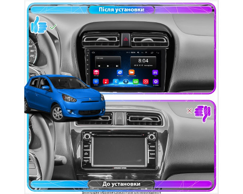Штатная магнитола Lesko для Mitsubishi Mirage VI Рестайлинг 2015-2019 экран 9" 2/32Gb Wi-Fi GPS Base