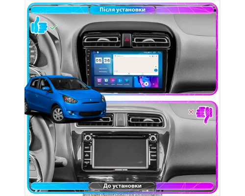 Штатная магнитола Lesko для Mitsubishi Mirage VI Рестайлинг 2015-2019 экран 9" 4/64Gb CarPlay 4G Wi-Fi GPS Prime