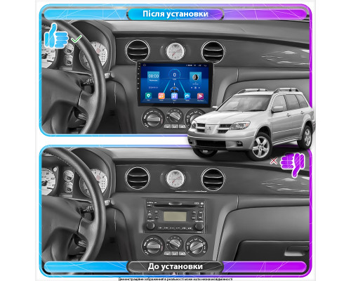 Штатная магнитола Lesko для Mitsubishi Outlander I 2002-2008 экран 10" 2/32Gb 4G Wi-Fi GPS Top