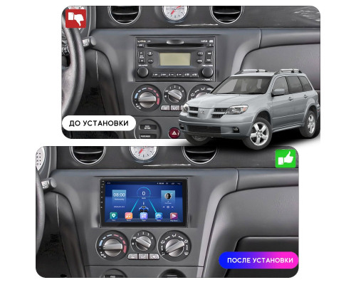 Штатная магнитола Lesko для Mitsubishi Outlander I 2002-2008 экран 10" 6/128Gb 4G Wi-Fi GPS Top
