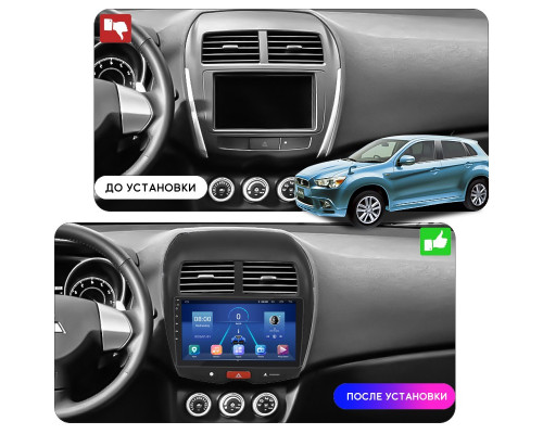 Штатная магнитола Lesko для Mitsubishi RVR III Рестайлинг 2012-2017 экран 10" 6/128Gb 4G Wi-Fi GPS Top