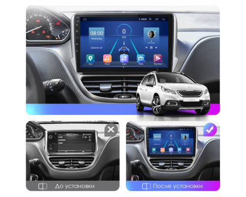Штатная магнитола Lesko для Peugeot 2008 I 2013-2016 экран 10" 6/128Gb 4G Wi-Fi GPS Top
