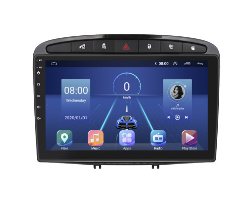 Штатная магнитола Lesko для Peugeot 308 I 2007-2011 экран 9" 2/32Gb 4G Wi-Fi GPS Top