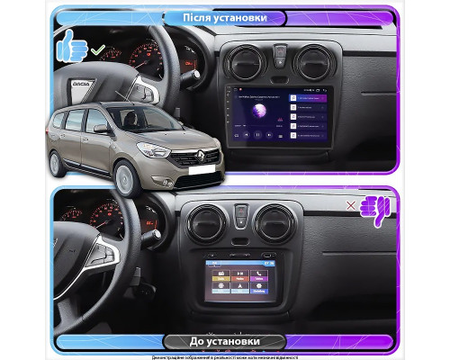 Штатная магнитола Lesko для Renault Lodgy  2012-2022 экран 9" 2/32Gb Wi-Fi GPS Base