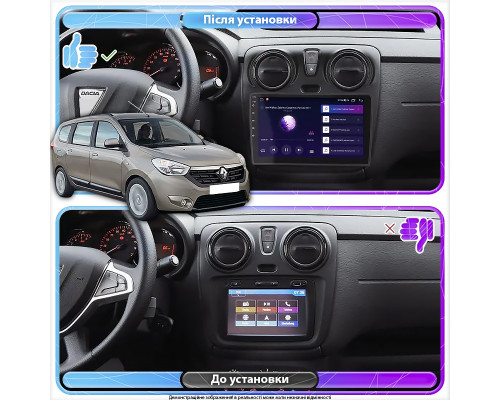 Штатная магнитола Lesko для Renault Lodgy  2012-2022 экран 9" 6/128Gb 4G Wi-Fi GPS Top