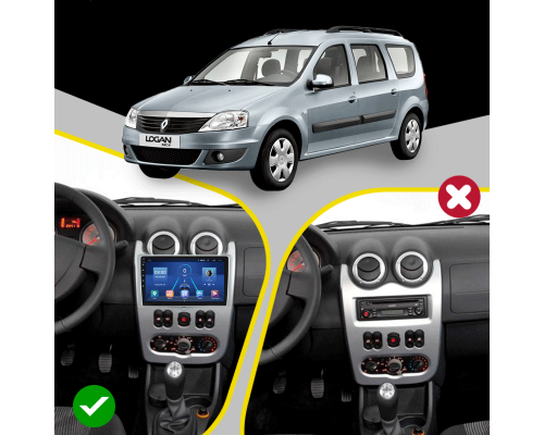 Штатная магнитола Lesko для Renault Logan I Рестайлинг 2009-2015 экран 9" 6/128Gb 4G Wi-Fi GPS Top