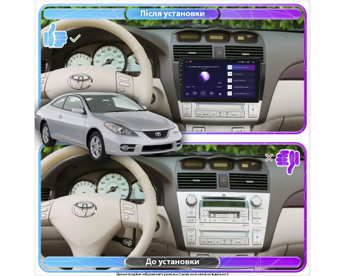 Штатная магнитола Lesko для Toyota Camry Solara II 2003-2009 экран 9" 2/32Gb CarPlay 4G Wi-Fi GPS Prime