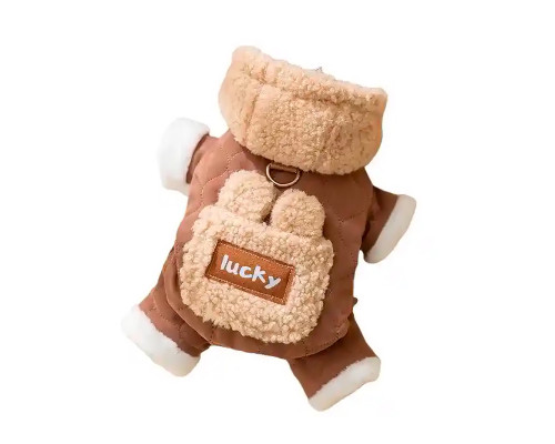 Комбинезон с капюшоном для собак Lucky 2410SXMJ0173 тедди с петлей для поводка Brown XS