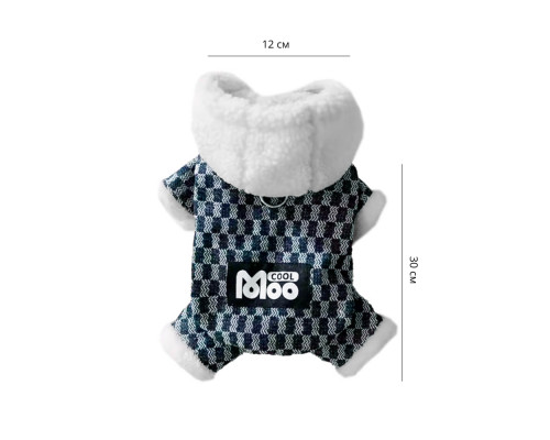 Комбинезон с капюшоном для собак Moo 2410SXMJ0172 тедди с петлей для поводка Dark Blue XS