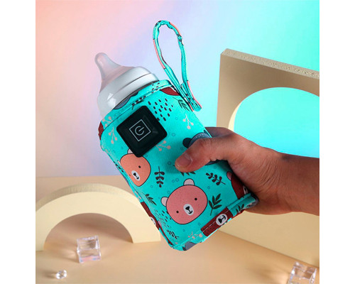 Портативный подогреватель N-009 Bear для детской бутылочки USB цифровой дисплей Green