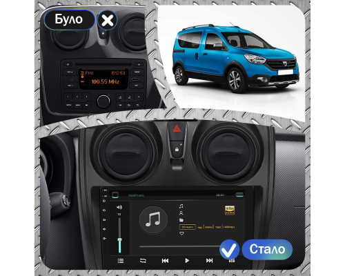 Штатная магнитола Lesko для Dacia Lodgy  2017-н.в. экран 9" 2/32Gb Wi-Fi GPS Base