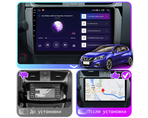 Штатная магнитола Lesko для Nissan Tiida II 2015-2018 экран 10" 2/32Gb CarPlay 4G Wi-Fi GPS Prime