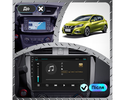 Штатная магнитола Lesko для Nissan Tiida II 2015-2018 экран 10" 6/128Gb 4G Wi-Fi GPS Top