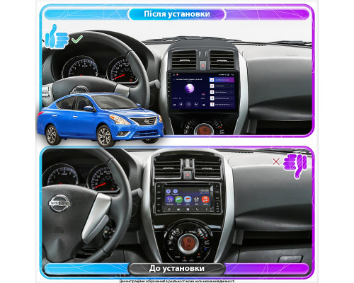 Штатная магнитола Lesko для Nissan Versa II Рестайлинг 2014-2019 экран 9" 2/32Gb CarPlay 4G Wi-Fi GPS Prime