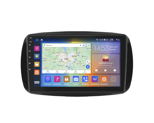 Штатная магнитола Lesko для Smart Fortwo III 2014-н.в. экран 9" 4/64Gb CarPlay 4G Wi-Fi GPS Prime