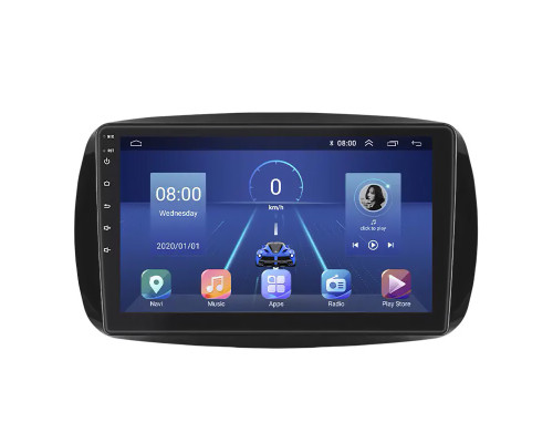 Штатная магнитола Lesko для Smart Fortwo III 2014-н.в. экран 9" 6/128Gb 4G Wi-Fi GPS Top