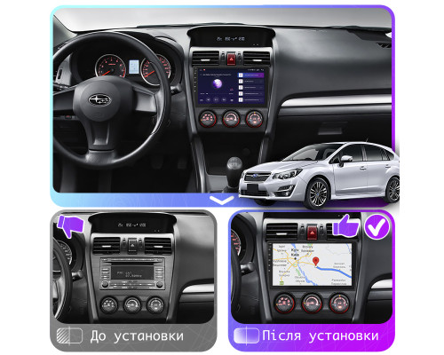 Штатная магнитола Lesko для Subaru Impreza IV Рестайлинг 2014-2016 экран 9" 2/32Gb CarPlay 4G Wi-Fi GPS Prime