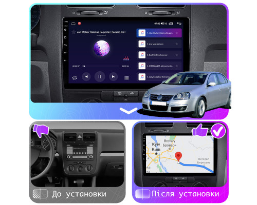 Штатная магнитола Lesko для Volkswagen Jetta V 2005-2011 экран 10" 4/64Gb CarPlay 4G Wi-Fi GPS Prime