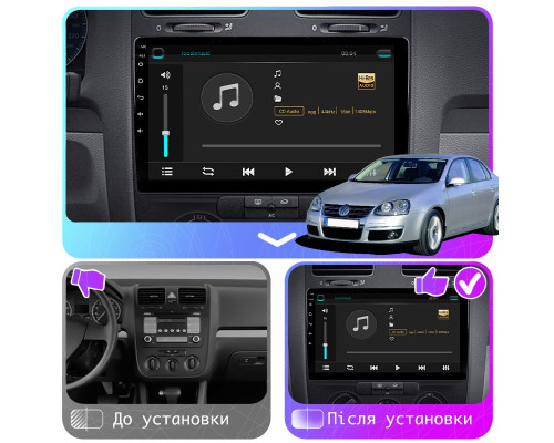 Штатная магнитола Lesko для Volkswagen Jetta V 2005-2011 экран 10" 6/128Gb 4G Wi-Fi GPS Top