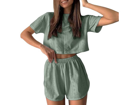 Женский комплект для дома и сна SM24107A футболка и шорты женская пижама Green M