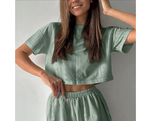 Женский комплект для дома и сна SM24107A футболка и шорты женская пижама Green S