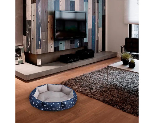 Лежак для котов собак круглый SY-2022-1208 Blue Stars M (50*18 см)