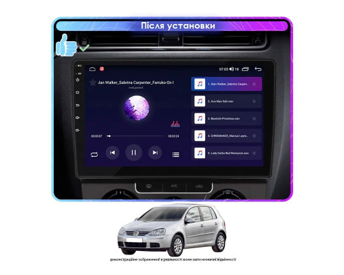 Штатная магнитола Lesko для Volkswagen Golf V Manual AC 2003-2008 экран 10" 6/128Gb 4G Wi-Fi GPS Top